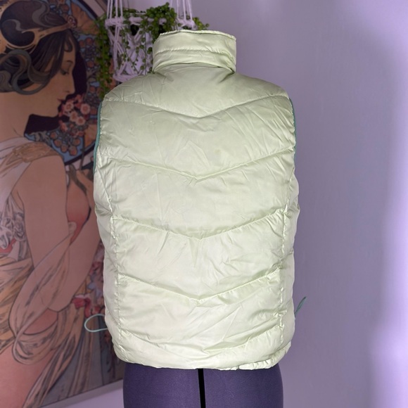 LL Bean Womens Goose Down Puffer Vest Reversible Green Nylon Zip Up Small - Picture 10 of 12
